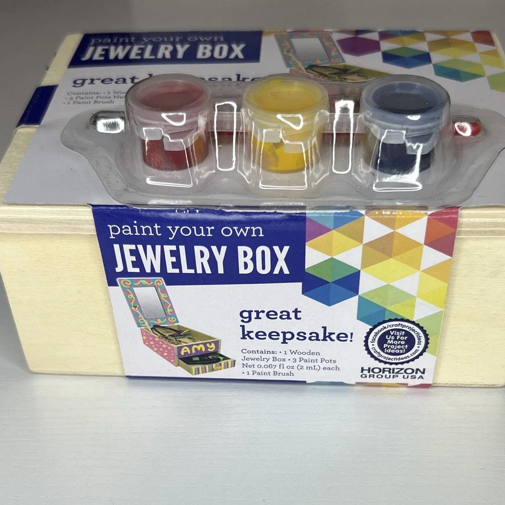 Horizon Group USA Paint Your Own Jewelry Box 53496D Craft Kit Lot w/ Framed Kit